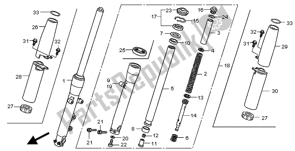 Todas as partes de Garfo Dianteiro do Honda VT 750C2B 2010