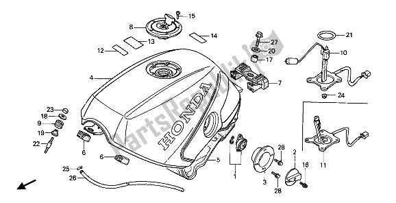 Tutte le parti per il Serbatoio Di Carburante del Honda VFR 750F 1986