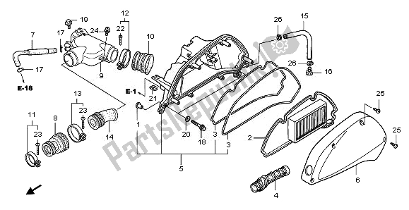 All parts for the Air Cleaner of the Honda PES 125 2010