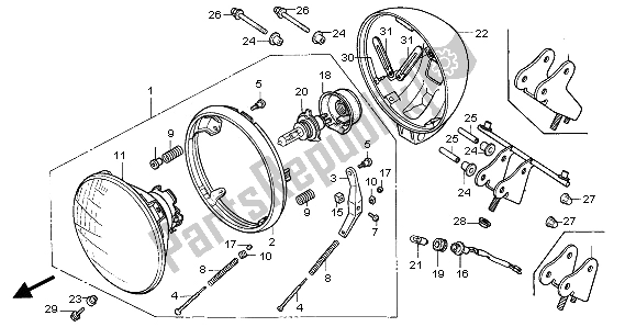 Alle onderdelen voor de Koplamp (eu) van de Honda CA 125 1995