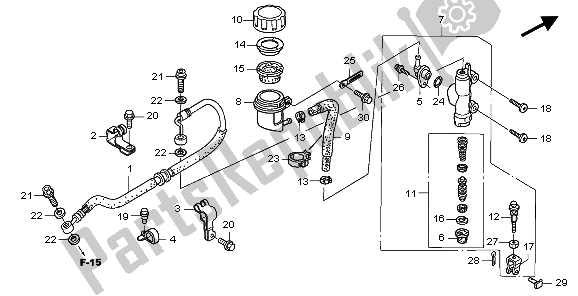 All parts for the Rear Brake Master Cylinder of the Honda TRX 400 EX 2007