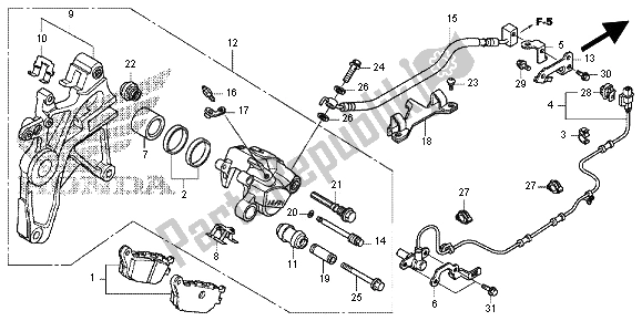 All parts for the Rear Brake Caliper of the Honda NC 700D 2012