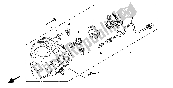 All parts for the Headlight of the Honda PES 150 2009