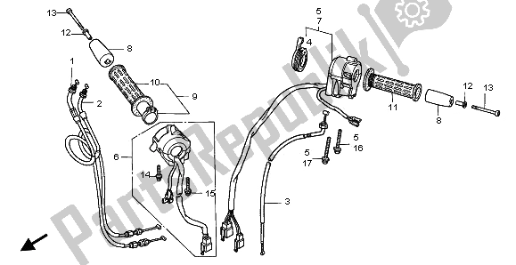 All parts for the Switch & Cable of the Honda ST 1100A 1996