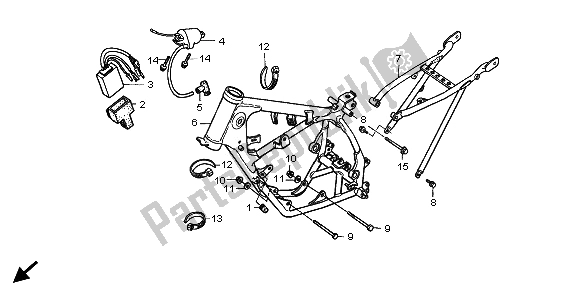 All parts for the Frame Body of the Honda CR 80R SW 2001