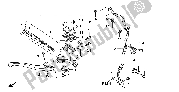 All parts for the Fr. Brake Master Cylinder of the Honda SH 150 2009