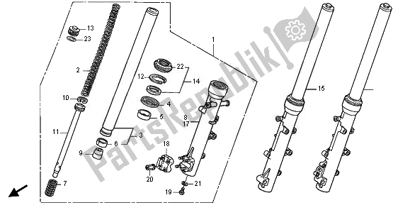 All parts for the Front Fork of the Honda XL 700V Transalp 2011