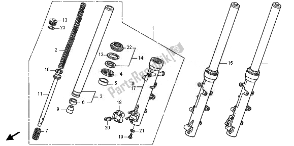 All parts for the Front Fork of the Honda XL 700V Transalp 2011