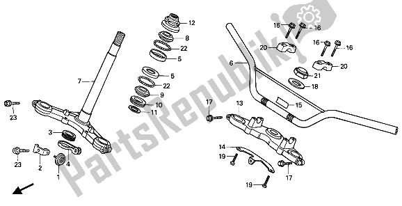 Todas las partes para Tubo De Manija Y Puente Superior Y Vástago De Dirección de Honda XR 80R 1986