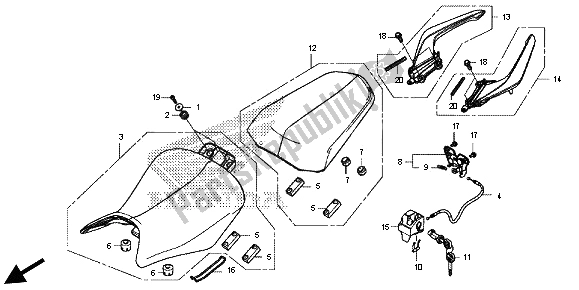 All parts for the Seat & Rear Grip of the Honda CB 500F 2013