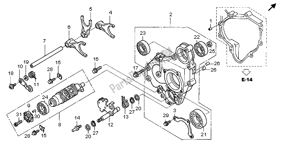 All parts for the Gearshift Drum of the Honda ST 1300A 2006