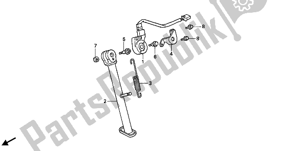 All parts for the Side Stand of the Honda NX 125 1989