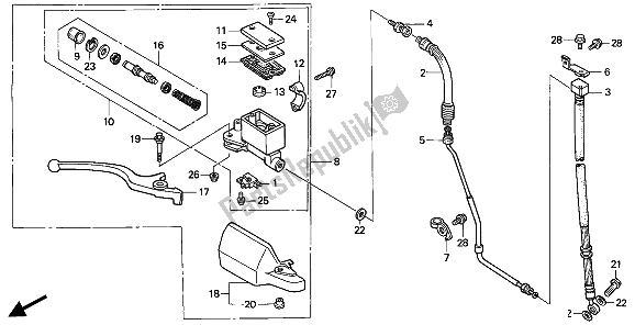 All parts for the Fr. Brake Master Cylinder of the Honda NX 650 1994