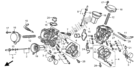 Todas las partes para Carburador (componentes) de Honda VT 125C 1999