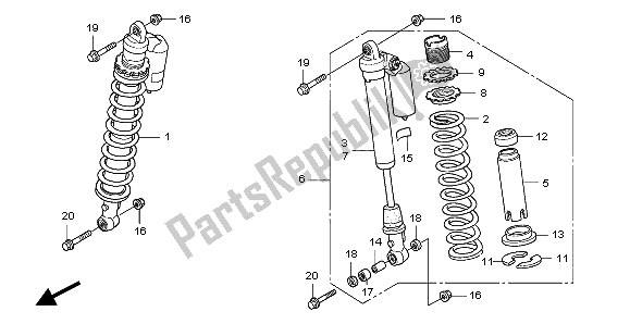 All parts for the Front Cushion of the Honda TRX 450 ER Sportrax 2009