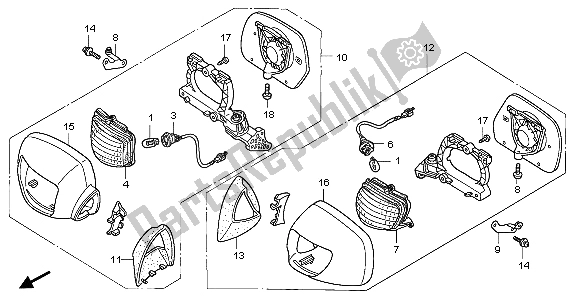 All parts for the Front Winker & Mirror of the Honda GL 1800 2007