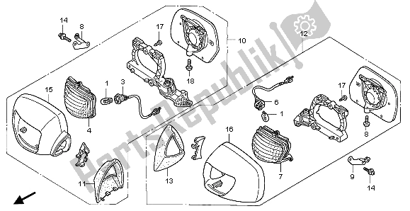 Wszystkie części do Przednia Kierunkowskaz I Lusterko Honda GL 1800 2007