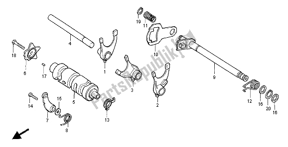 All parts for the Gear Shift Drum of the Honda XR 125L 2004