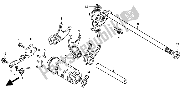 All parts for the Shift Drum of the Honda CA 125 1999