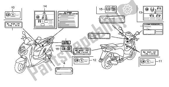 All parts for the Caution Label of the Honda PES 125 2011