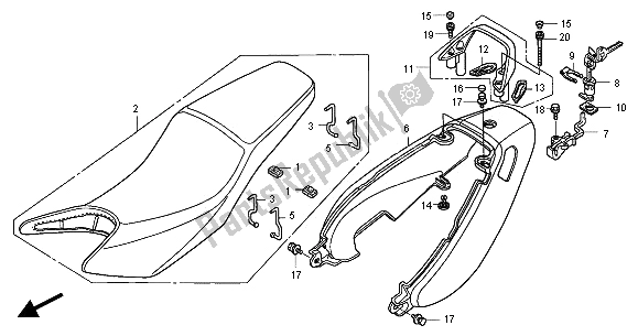 All parts for the Seat & Seat Cowl of the Honda CB 600F Hornet 2001