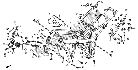 Todas las partes para Cuerpo Del Marco Y Enfriador De Aceite de Honda CBR 600F 1989