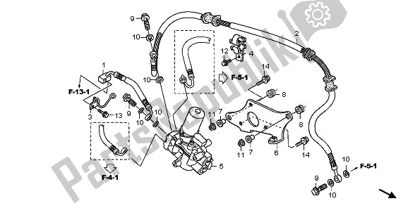 Alle onderdelen voor de Abs-eenheid (voorkant) van de Honda XL 1000 VA 2008