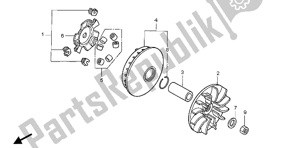 All parts for the Drive Face of the Honda SH 125 2007