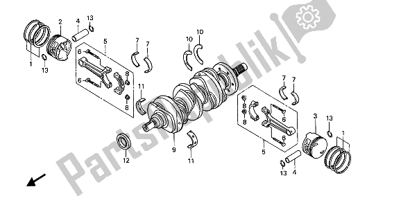 Tutte le parti per il Albero Motore E Pistone del Honda GL 1500 1988