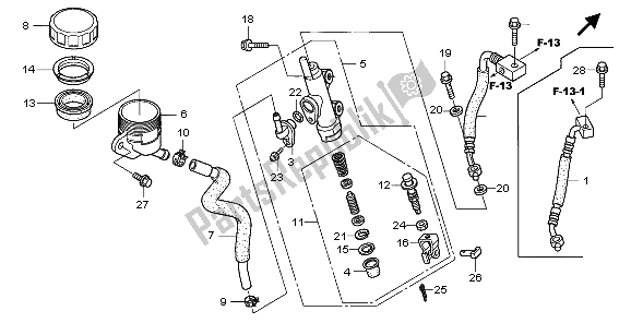 All parts for the Rr. Brake Master Cylinder of the Honda NT 700 VA 2007