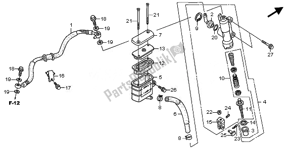 Todas las partes para Rr. Cilindro Maestro Del Freno de Honda XL 125V 2011