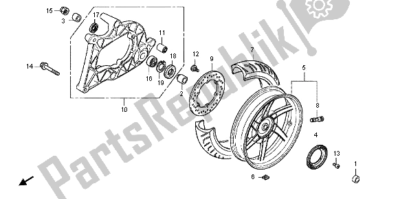 Tutte le parti per il Ruota Posteriore E Forcellone del Honda SH 300 RA 2012