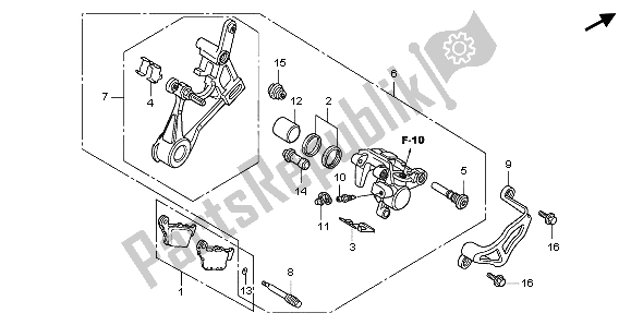 All parts for the Rear Brake Caliper of the Honda CRF 150 RB LW 2007