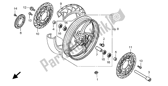 Tutte le parti per il Ruota Anteriore del Honda CB 600F3A Hornet 2009