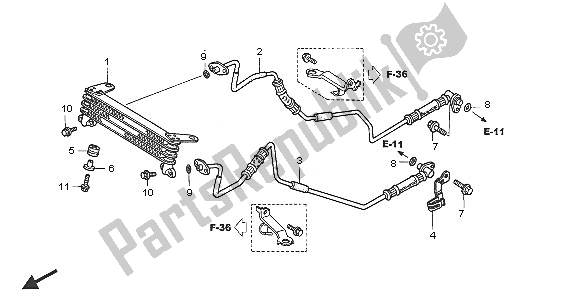 All parts for the Oil Cooler of the Honda VFR 800 2005