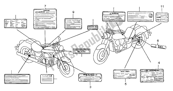 Todas las partes para Etiqueta De Precaución de Honda VT 750C2 2001