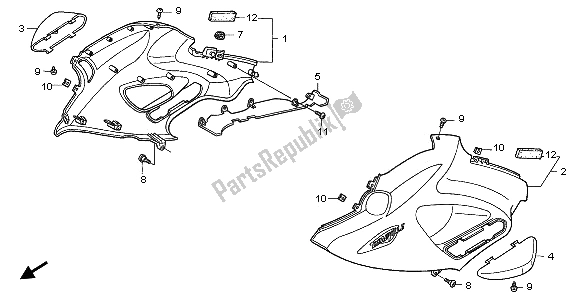 Tutte le parti per il Cappuccio Medio del Honda NT 650V 2003