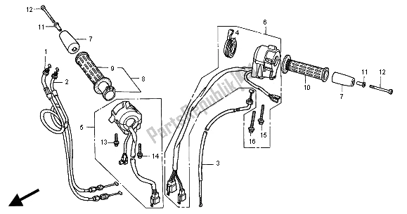 All parts for the Switch & Cable of the Honda ST 1100A 2000