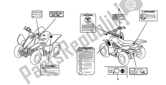 Alle onderdelen voor de Waarschuwingsetiket van de Honda TRX 90X 2011