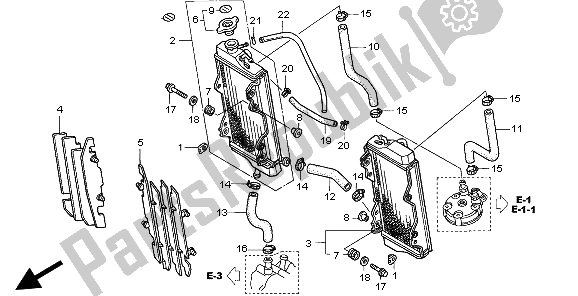 All parts for the Radiator of the Honda CR 125R 2002