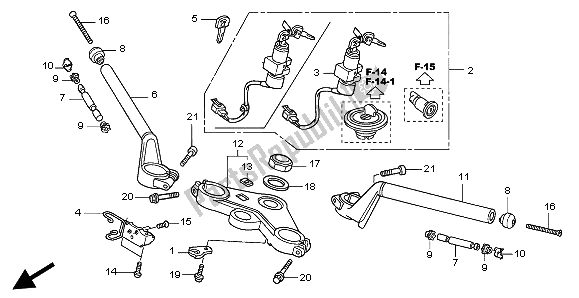 Tutte le parti per il Gestire Il Tubo E Il Ponte Superiore del Honda CBR 125 RW 2006