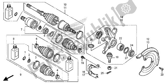 Todas as partes de Junta Frontal do Honda TRX 420 FE Fourtrax Rancher 4X4 ES 2013