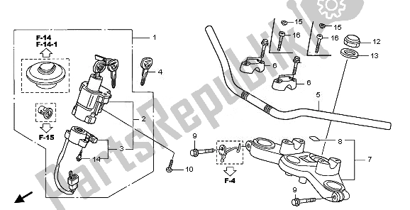 Tutte le parti per il Gestire Il Tubo E Il Ponte Superiore del Honda XL 125V 2008