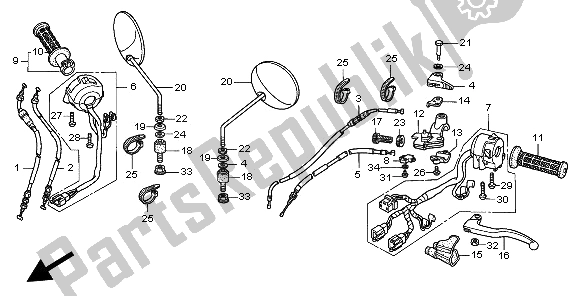 Tutte le parti per il Maniglia Leva E Interruttore E Cavo del Honda SLR 650 1997