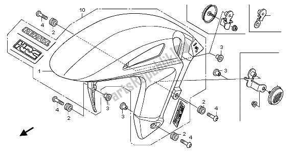 All parts for the Front Fender of the Honda CBR 1000 RR 2009