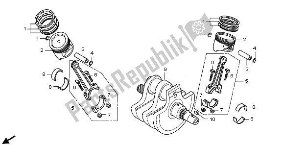 All parts for the Crankshaft of the Honda VT 750C 2008