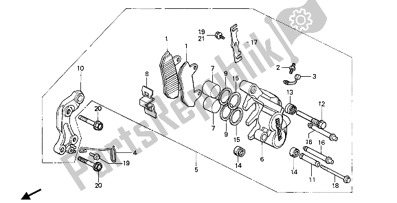 All parts for the Front Brake Caliper of the Honda CMX 450C 1986