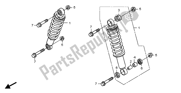 Todas as partes de Almofada Frontal do Honda TRX 250 EX Sportrax 2006