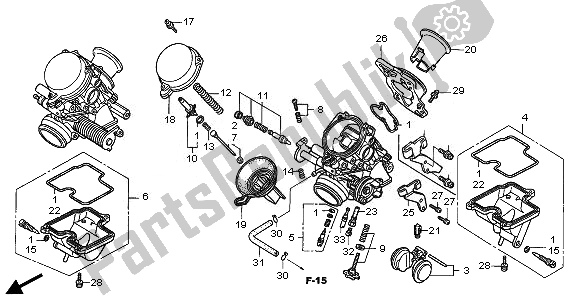 Toutes les pièces pour le Carburateur (composants) du Honda CBF 500A 2008