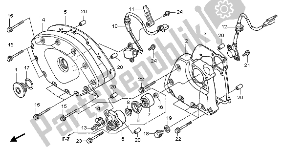 All parts for the Front Cover & Transmission Cover of the Honda GL 1800A 2005